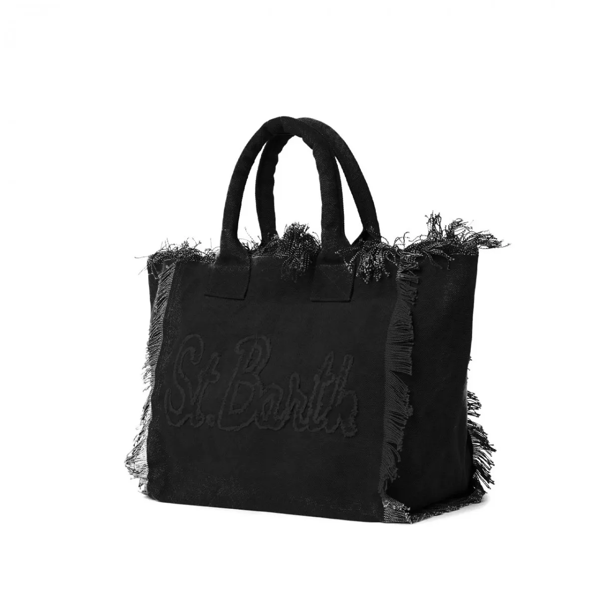 Borsa Vanity In Canvas Patch St. Barth, Nero