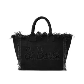 Borsa Vanity In Canvas Patch St. Barth, Nero