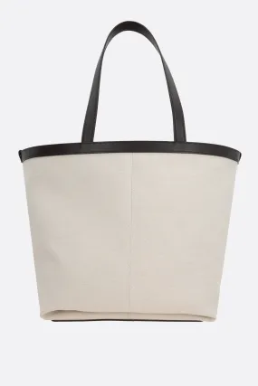 BOTTEGA VENETA borsa tote in canvas e pelle liscia