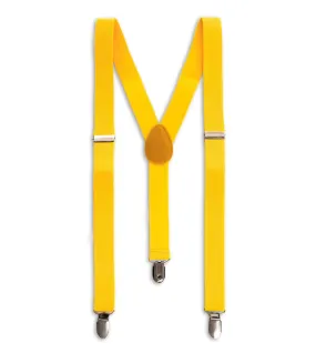 Bretelle Regolabili Uomo Unisex Basic Elastico Giallo Fibbie Metallo Ganci Tinta Unita GIOSAL-BR1017A