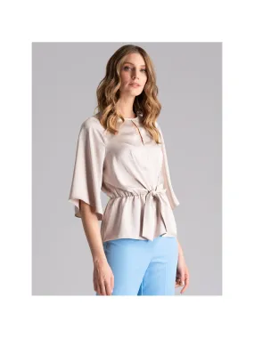 Camicia donna in satin con finto nodo asimmetrico