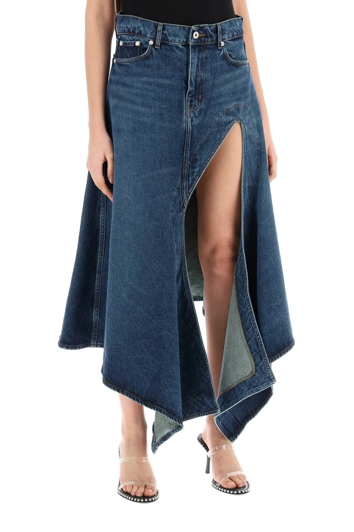 Gonna Midi In Denim Con Cut Out