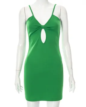 Hirigin Verde Spaghetti Strap Mini Abito Donna Elegante Senza Maniche Bac