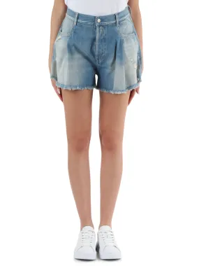 Shorts in denim con pinces frontali