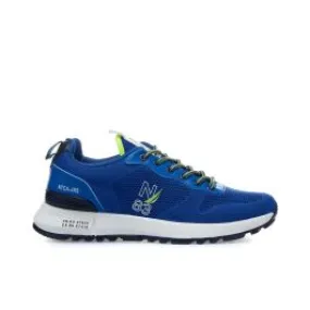 Sneakers blu in tessuto con logo