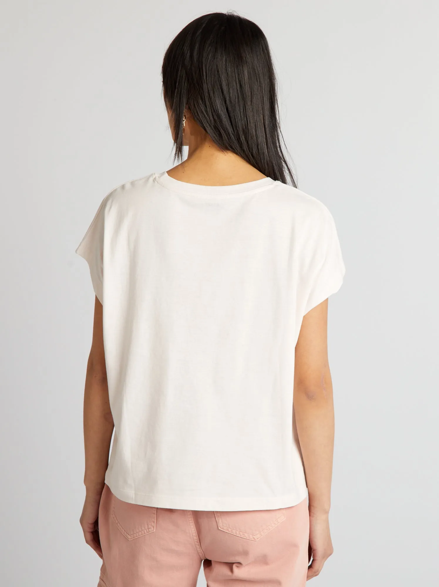 T-shirt in cotone con stampa - ROSA