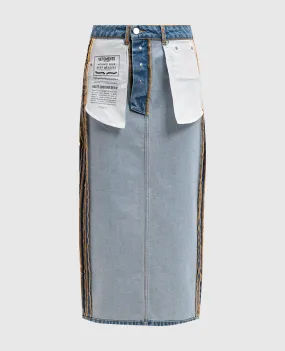 Vetements Gonna midi in denim blu con effetto rovesciato WA65SK870N